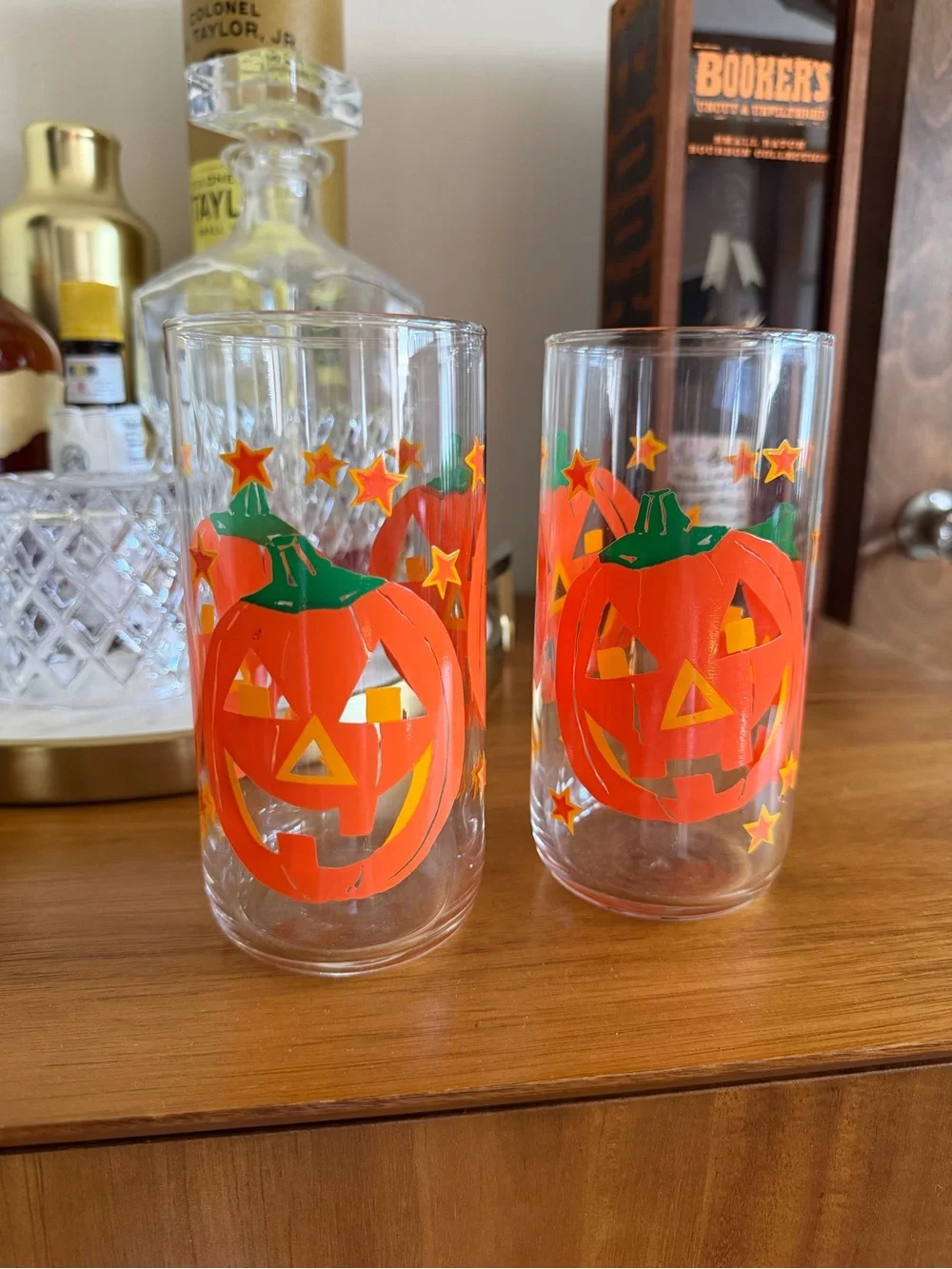 Vintage Jack-o'-Lantern Halloween Libbey Highball Glasses - Set of 2